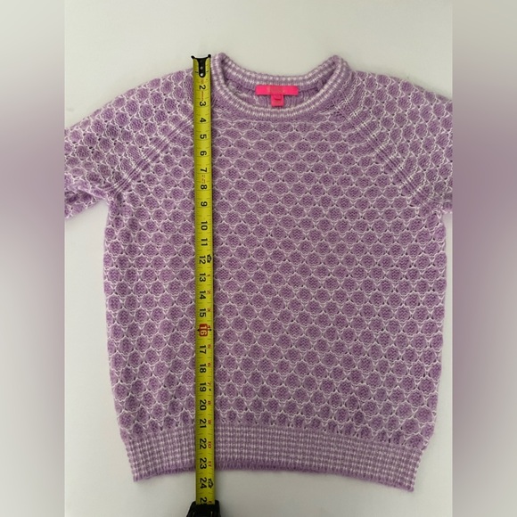 Lilly Pulitzer Corabelle Purple iris honeycomb Puff Sleeve Knit Sweater M Medium - Picture 5 of 7